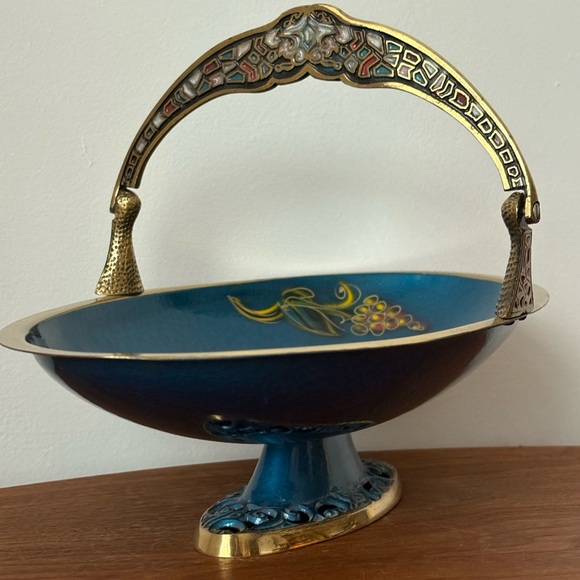 Ornate Blue Moon Bowl with Gold Accents - Picture 10 of 12